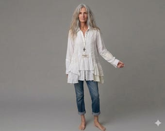Boho Linen Handmade Tunic /  Handmade by Breathe-Again Clothing USA