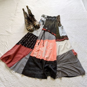 Boho Upcycled Skirt / &quot;Artists&quot; Repurposed Clothing -  Handmade by Breathe-Again Clothing USA
