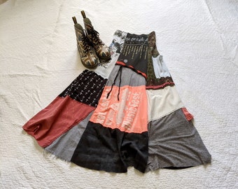 Boho Upcycled Skirt / "Artists" Repurposed Clothing -  Handmade by Breathe-Again Clothing USA