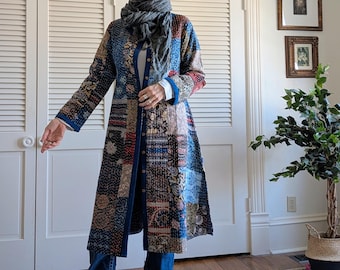 Kantha Coat / One Of A Kind / Indian Patchwork Quilted &quot;RANI&quot; Coat / Wearable Art - by Breathe-Again Clothing