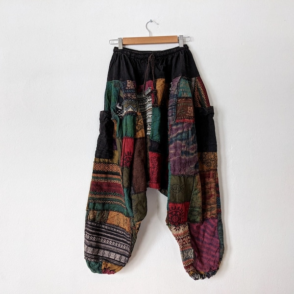 Nepal "HASRI" Patchwork Low Crotch Harem Pants / Unisex Pants / by Breathe-Again Clothing