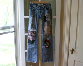 Recycled One of a Kind Jeans / Custom Hand Made Jeans / - by Breathe-Again Clothing