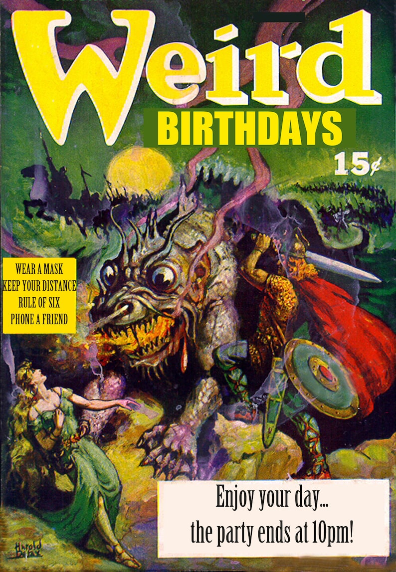Weird Birthday Card Covid Rules or Dragon Slayer | Etsy