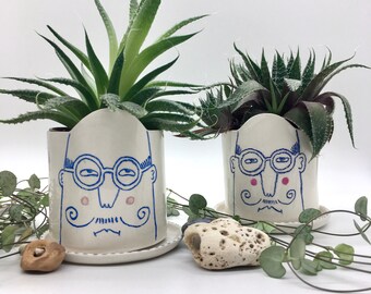 Pappa/farfars handgjorda blomkruka för små suckulenter