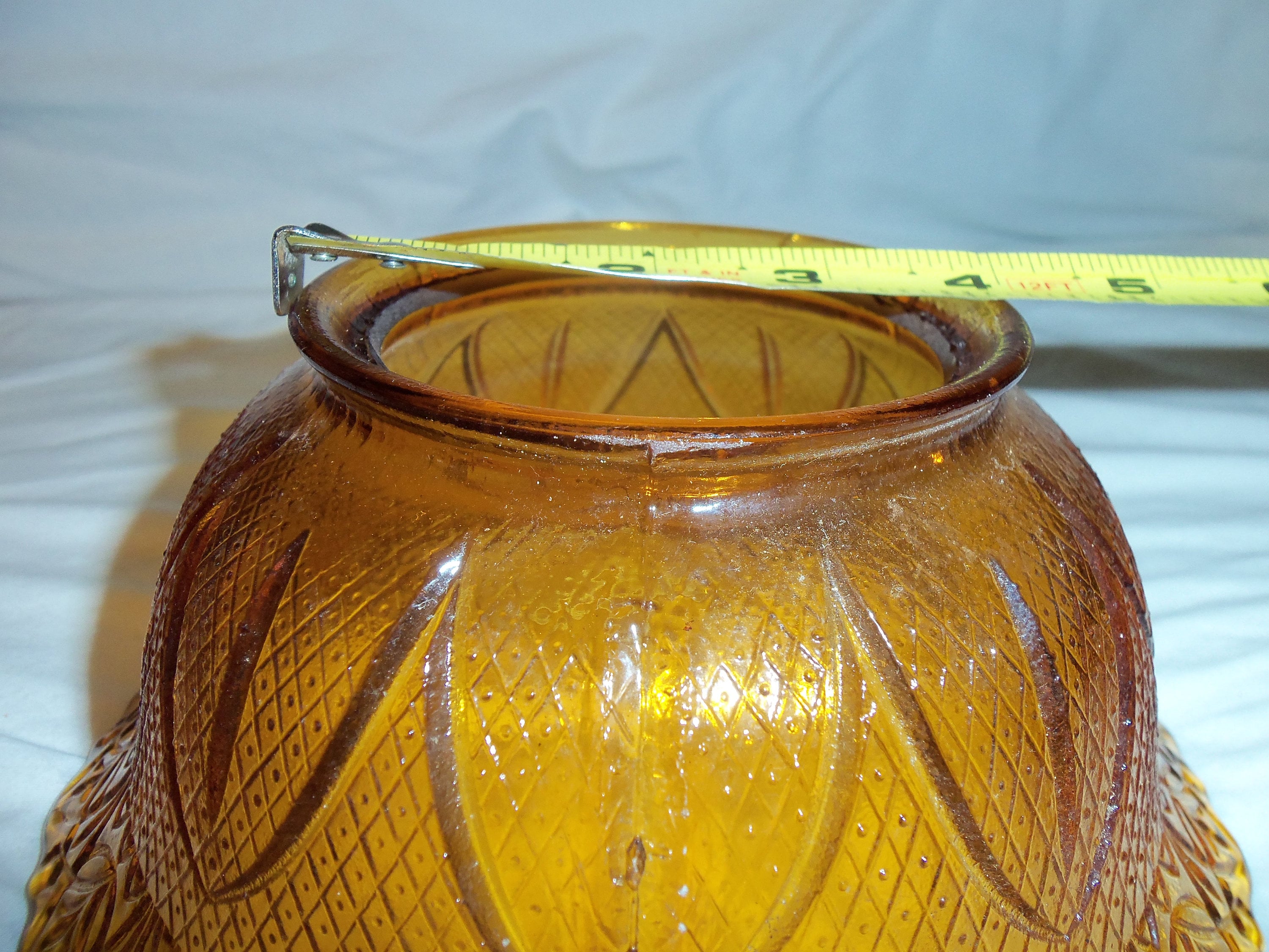 Two Vintage AMBER COLORED Glass Lamp Shades Fleur De Lys & Etsy