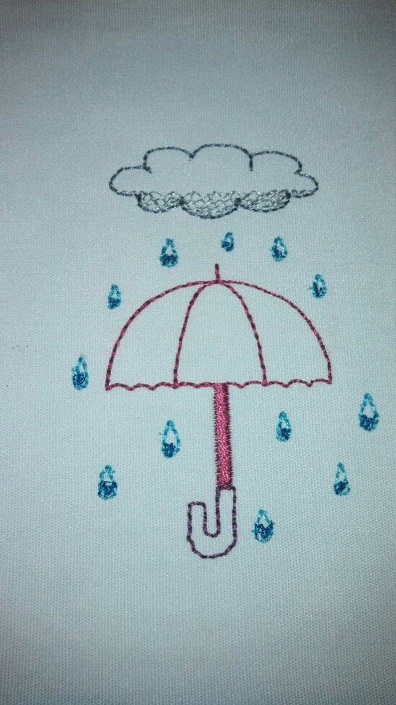 Umbrella Sketch Redwork Etsy