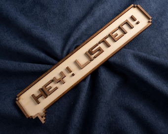Hey! Listen! Wooden Wall Decoration – Retro Gaming and Pixel Art Legend of Zelda Navi Style