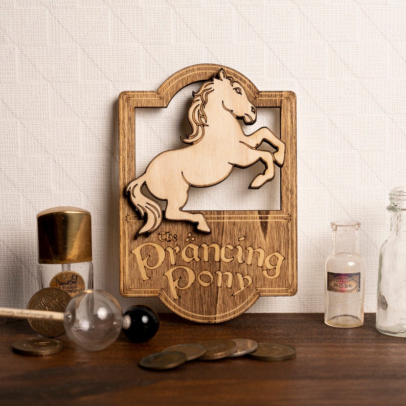 Wall decoration miniature sign mini tavern Prancing Pony lord of the rings cute pony heroic fantasy horse pony dollhouse image 5