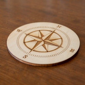 Set of 6 Rose des Vents coasters Steampunk travel vintage retro compass image 7