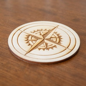 Set of 6 Rose des Vents coasters Steampunk travel vintage retro compass image 3