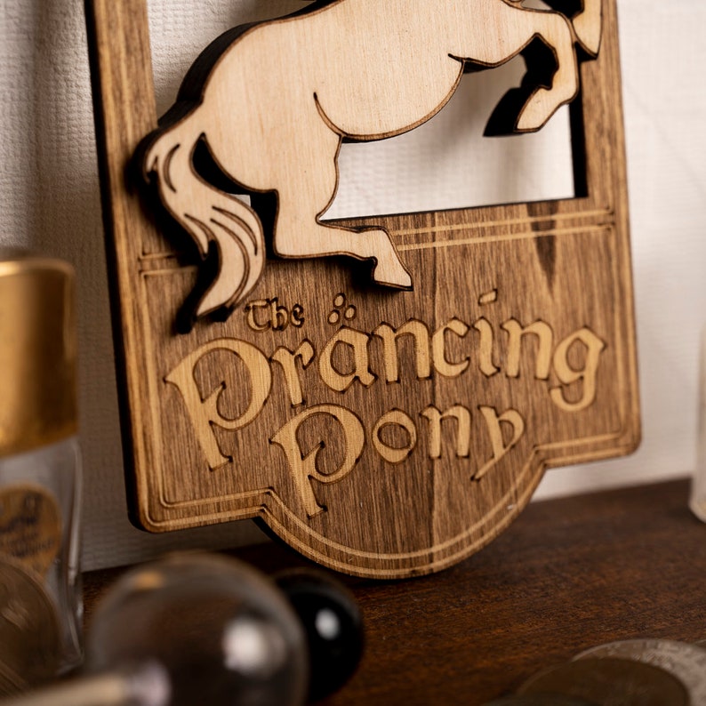 Wall decoration miniature sign mini tavern Prancing Pony lord of the rings cute pony heroic fantasy horse pony dollhouse image 3