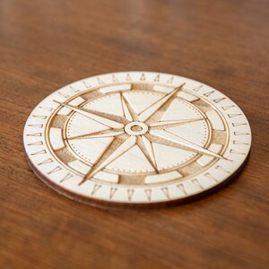 Set of 6 Rose des Vents coasters Steampunk travel vintage retro compass image 6