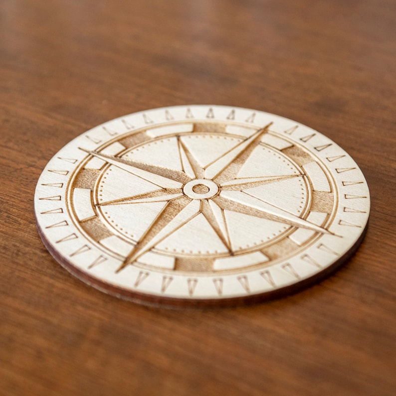 Set of 6 Rose des Vents coasters Steampunk travel vintage retro compass image 6