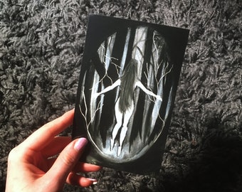 Forest Witch Print - arte brujo, impresión de arte gótico, arte misterioso, impresión de arte oscuro, arte oscuro, pintura gótica, impresión de arte de terror, la bruja, espeluznante