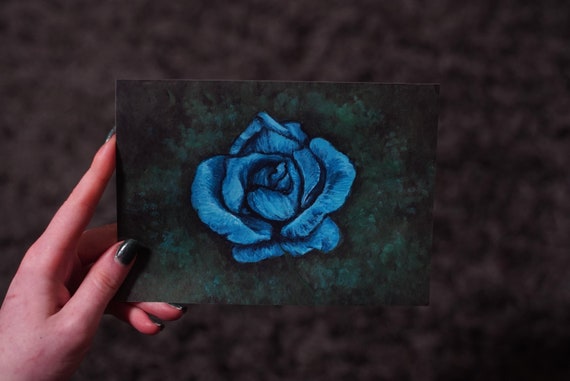 Blue Rose Art Print - Floral Painting, Mysterious Art, Twin Peaks