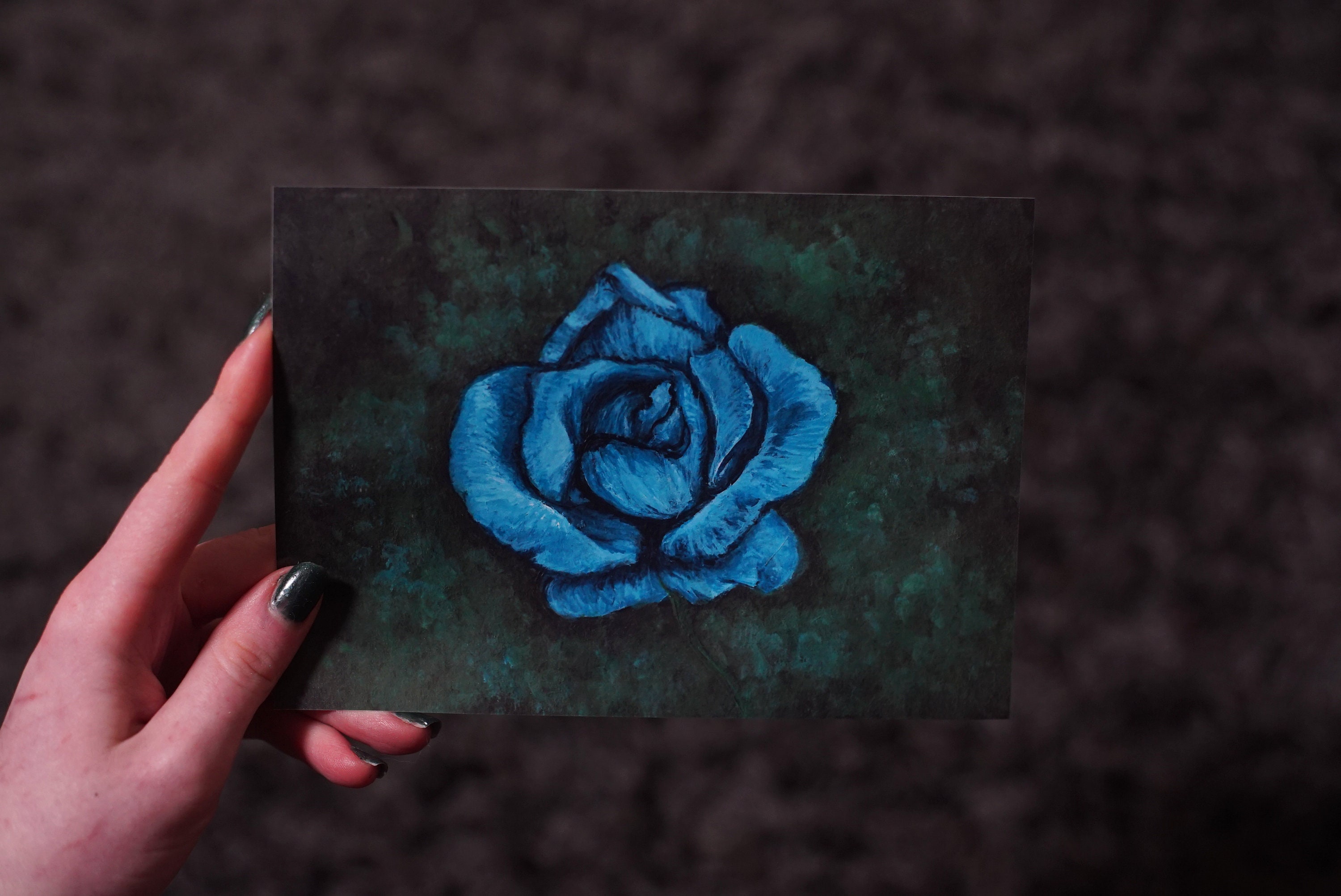 Blue Rose Art Print - Floral Painting, Mysterious Art, Twin Peaks