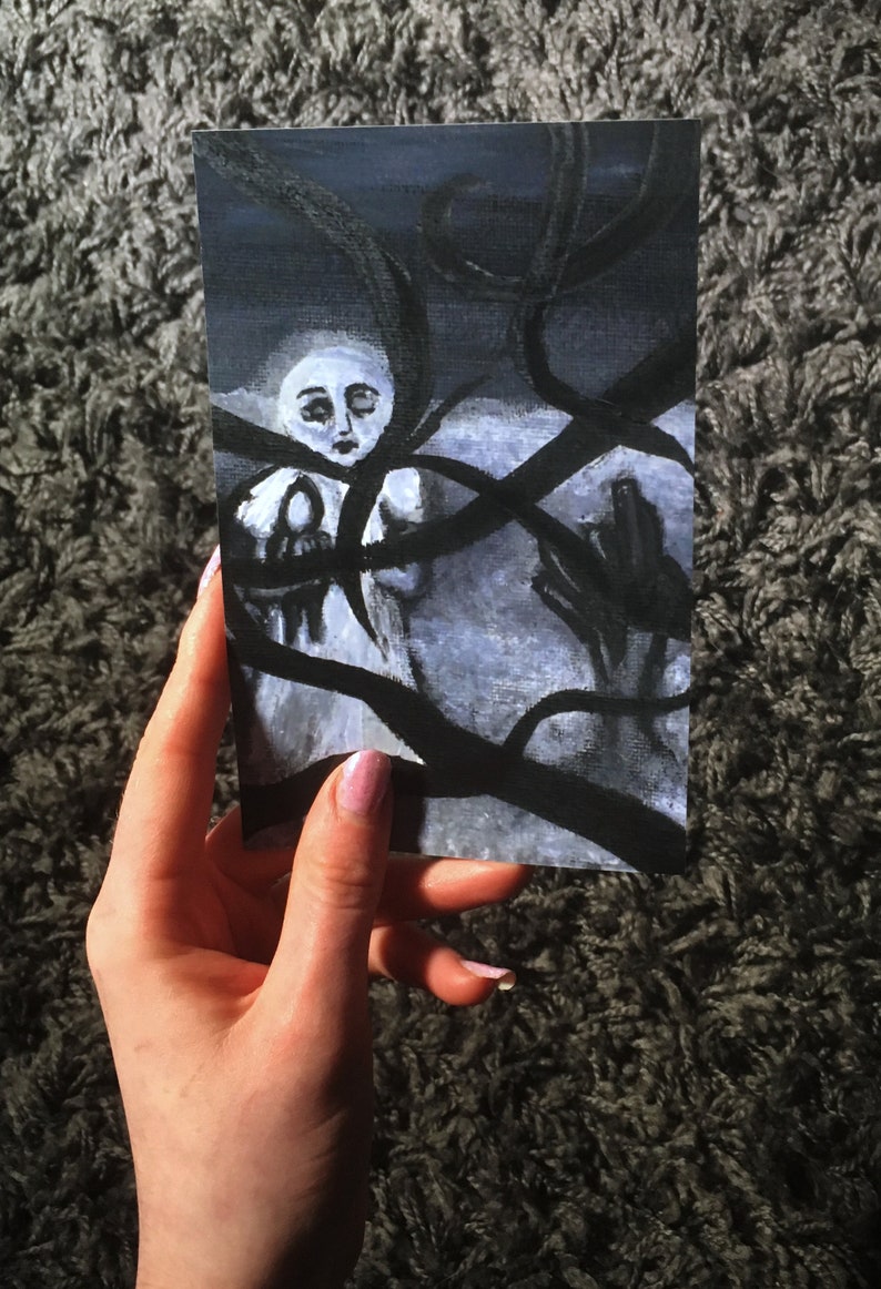 moon painting paranormal Soul of the Moon Print- eerie painting dark art horror gothic art acrylic paint creepy art creepy painting