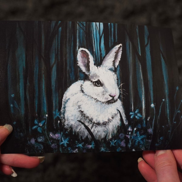 White Rabbit - Art Print, Dreamy art, dreamy painting, dark art, alice in wonderland, fairytale, pop surrealism, painting print, lowbrow art