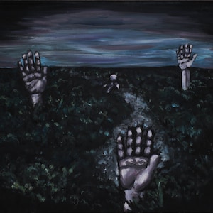 Eerie Landscape Print - Dark art, Gothic Art, Creepy Painting, eerie painting, arms, paranormal, sinister art, scary art, dark landscape
