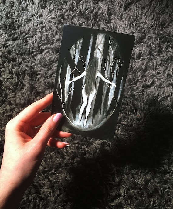 Forest Witch Print - witchy art, gothic art print, eerie art, dark art print, dark art, gothic painting, horror art print, the witch, spooky