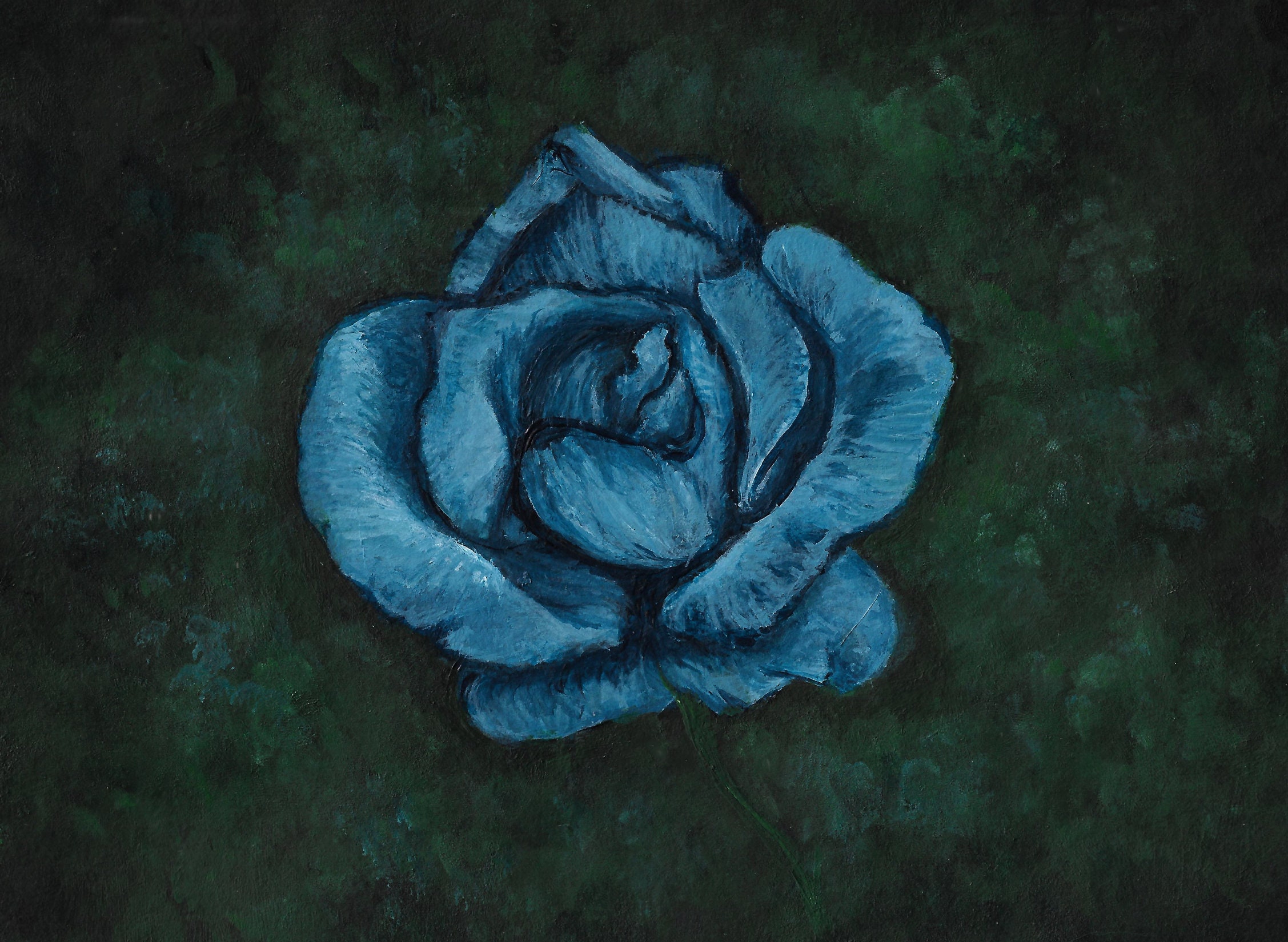Blue Rose Art Print - Floral Painting, Mysterious Art, Twin Peaks