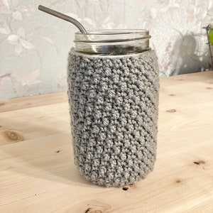 Gray Jar Cozy, Mason Jar Cozy, Mason Jar Sleeve Gift for Women, Jar Cozy for Mom, Mason Jar Cozy Housewarming Gift, Gift for Boho Mamas,