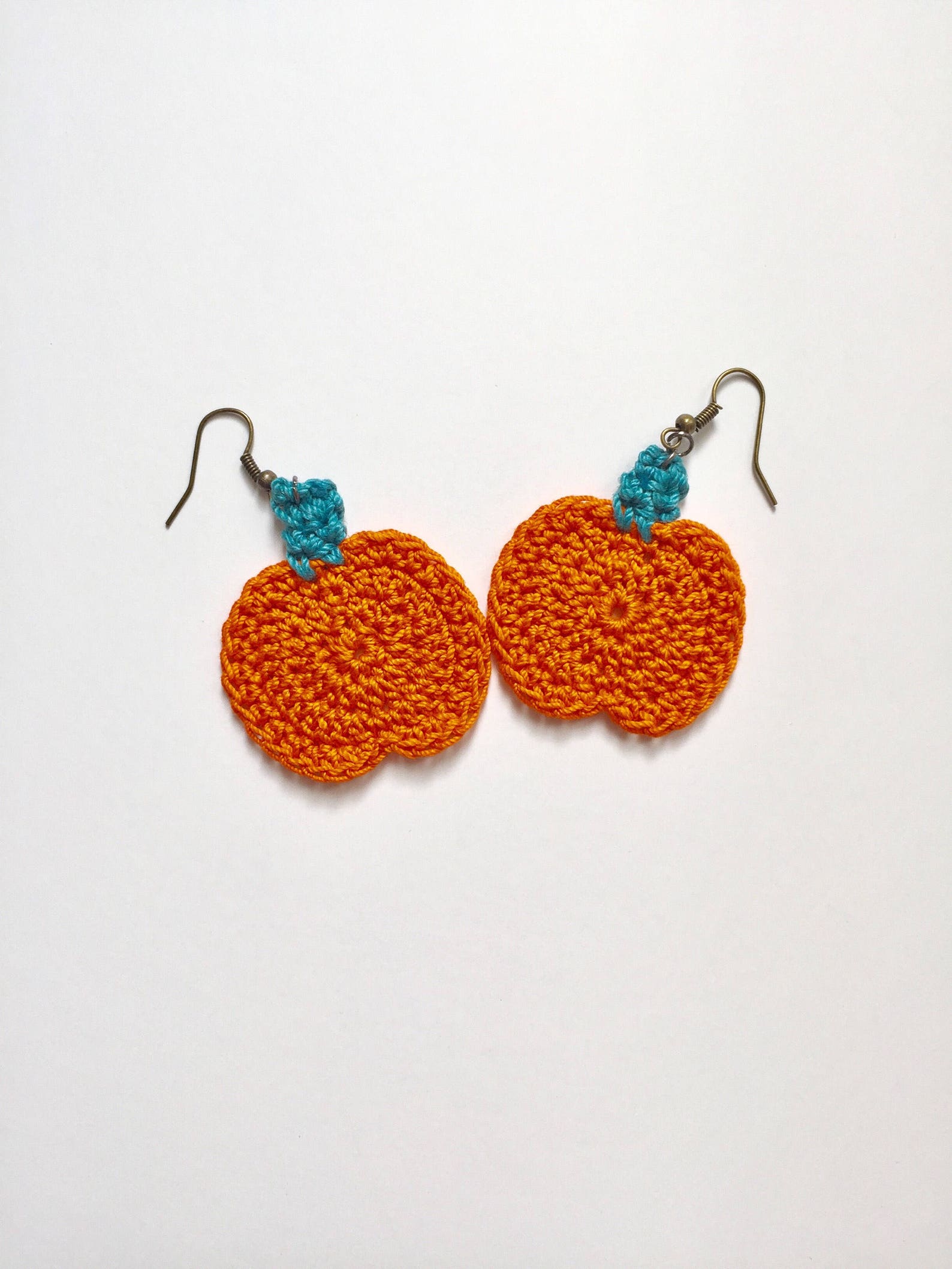 Pumpkin Earrings Crochet Pumpkin Earrings Halloween Pumpkin Earrings