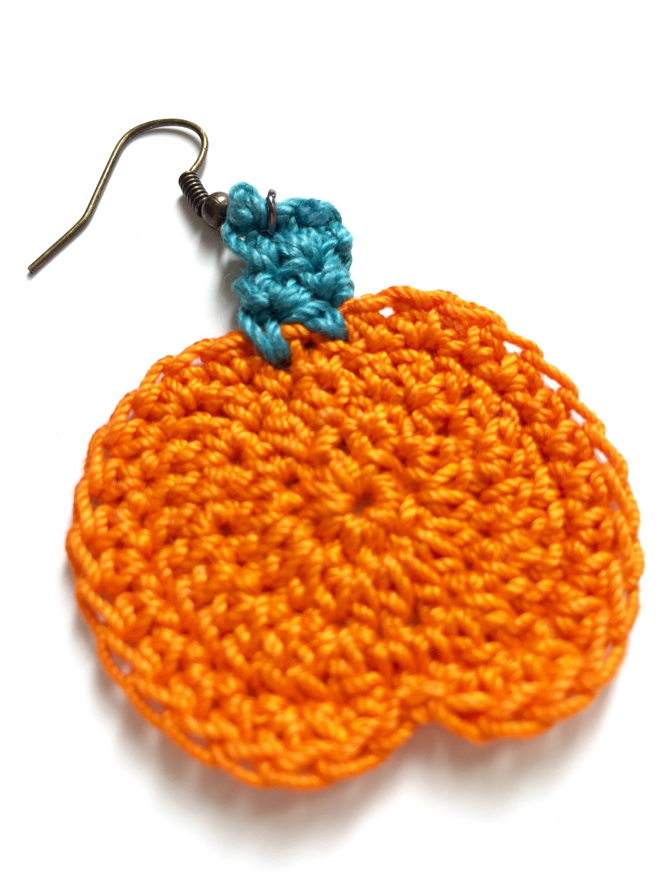 Pumpkin Earrings Crochet Pumpkin Earrings Halloween Pumpkin Earrings