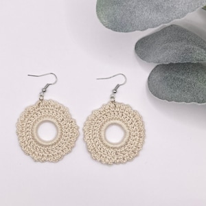 Handmade Crochet Earrings, Bohemian Chandelier Earrings, Expecting Mom Gift, Linen Crochet Earrings, Boho Earrings, Bohemian Earrings