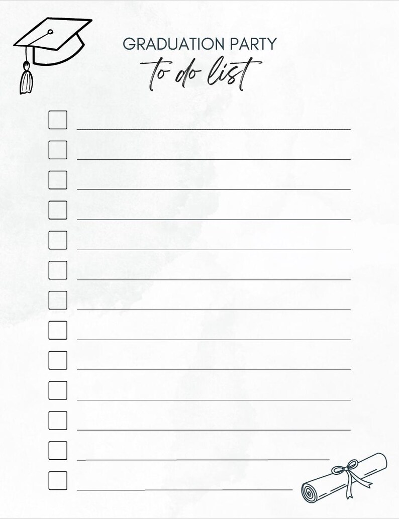 Printable Graduation Party To-do List PDF - Etsy