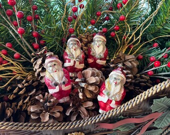 Adornos antiguos de Papá Noel - Juego de 4 - Adornos navideños de vidrio de Papá Noel vintage - Adornos navideños antiguos soplados a mano - Colección instantánea