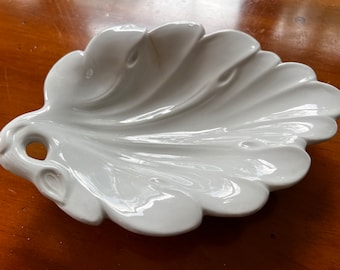 Antique T & R Boote Ironstone Leaf Dish - Mid 19th Century - English Stoneware Pottery - Made in England - Rare Leaf Shape - Great Soap Dish
