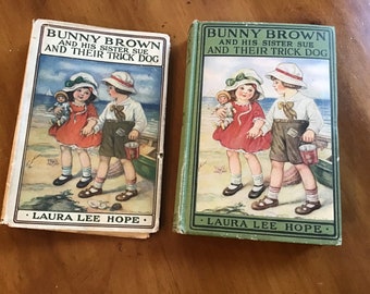 Bunny Brown y su hermana Sue y su perro truco - Laura Lee Hope - 1923 - Guardapolvo original - Libro infantil antiguo - Condición agradable