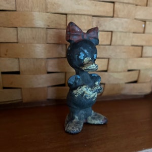Antique Daisy Duck Lead Figurine - Rare Disney Collectible - Miniature Metal Daisy Duck Figure - Original Paint - Early Disney Toy Figure