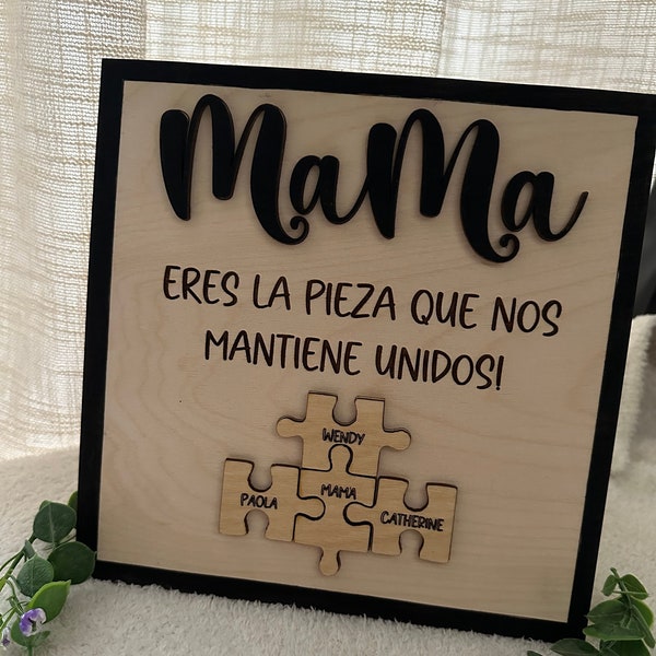 Cadeau personnalisé fête des mères/pères, Regalo para Dia De, Mama Eres La Pieza Que Nos Mantienes Unidos, Regalo/Gift para Mama, PAPA, MOM/Dad