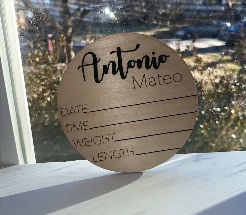 Baby Name Rounds Baby Name Sign Set: Wood Birth Stat Rounds, Photo Prop - Etsy