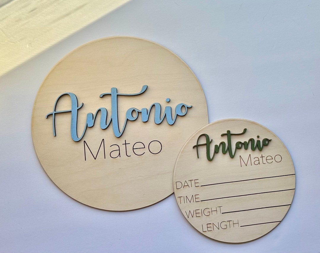 Baby Name Rounds Baby Name Sign Set: Wood Birth Stat Rounds, Photo Prop - Etsy