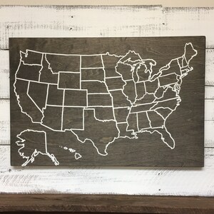 Travel Map | US Wood Map | USA Travel Map | Personalized | Pin Map | US Map with pins | United States Map | Rustic