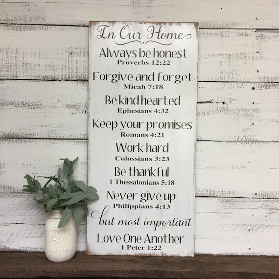 In Our Home Biblical Home Rules Bible Verses Home Decor Etsy