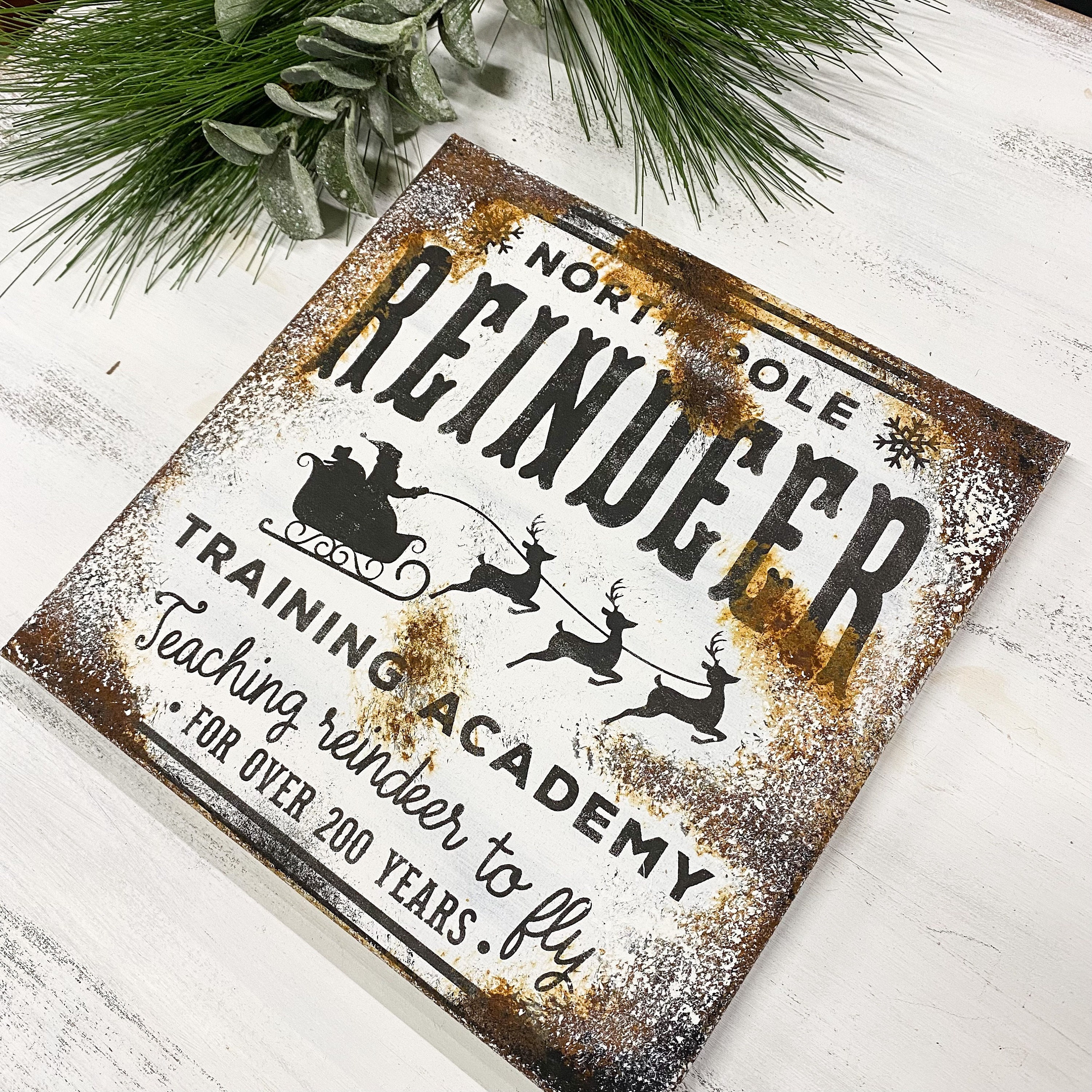 Reinder Sign Reindeer Sign | Vintage Reindeer Sign | Rusty Vintage Christmas Decor ...