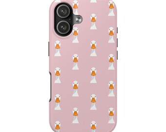 Cute Goose Pattern Tough Phone Case | Pink Phone Case