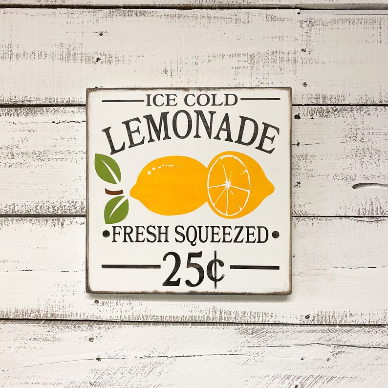 Lemon wood sign | Kitchen Decor | Lemonade Stand signs | Summer cookout decoration white background