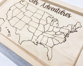 DIY Paint as you go USA map | Travel Map | Travel Lover Gift | Paint, Stain, Color DIY Map | Wooden Adventure Map