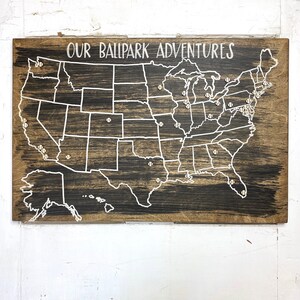 Baseball Travel Map | US Wood Map | USA Travel Map | baseball fan gift | Personalized |  Map with pins | United States Map | Rustic