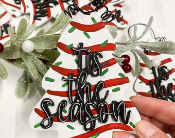 Christmas Tree Cake ornament | Tiered tray decor | Gift Tag Ornament | Secret Sister Gift | Gift for snack cake lover