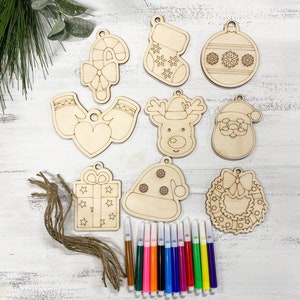 Christmas Ornament Coloring Kit | Ornament Craft Kit for Kids | Ornaments with Markers | DIY Set for kids
