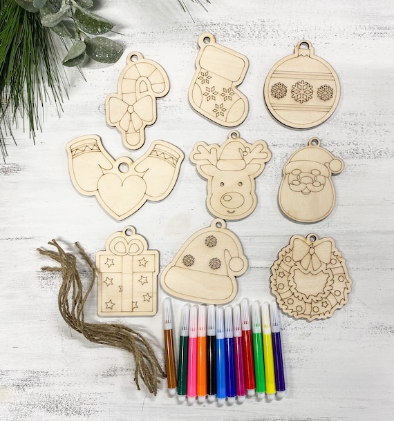 Christmas Ornament Coloring Kit Ornament Craft Kit for Kids Ornaments With  Markers DIY Set for Kids 
