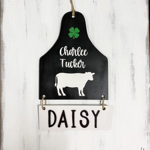 Cow Ear Tag Stall Sign | 4H Barn Stall Sign | Steer | Heifer | Personalized Name Sign for 4H Stall