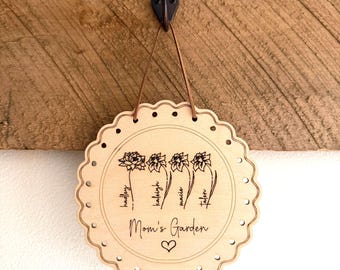 Birth Flower Mother's Day Gift | Birth Month Wood Sign | Gift to Mommy | Gift for Grandma | Grannycore Decor