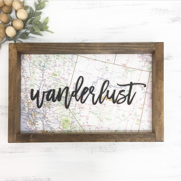 3D Wanderlust Travel Map Sign | Gallery wall decor | Adventure theme decor | Gift for Travel Lover